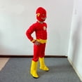 thumbnail image 4 of Disfraz de Flash de lujo para niño, disfraz de película para niños, fiesta de carnaval, Halloween, disfraz de Flash, máscara, cinturón con zapatos, 3 a 12 años, 4 of 5