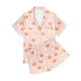 thumbnail image 4 of SwiftWear Women's Comfy Fruit Print Pajama Set - Short Sleeve Collared Sleepwear with Shorts, Trendy Orange Peach Design, Perfect for Home & Lounging, Breathable & Chic Nightwear, 4 of 6