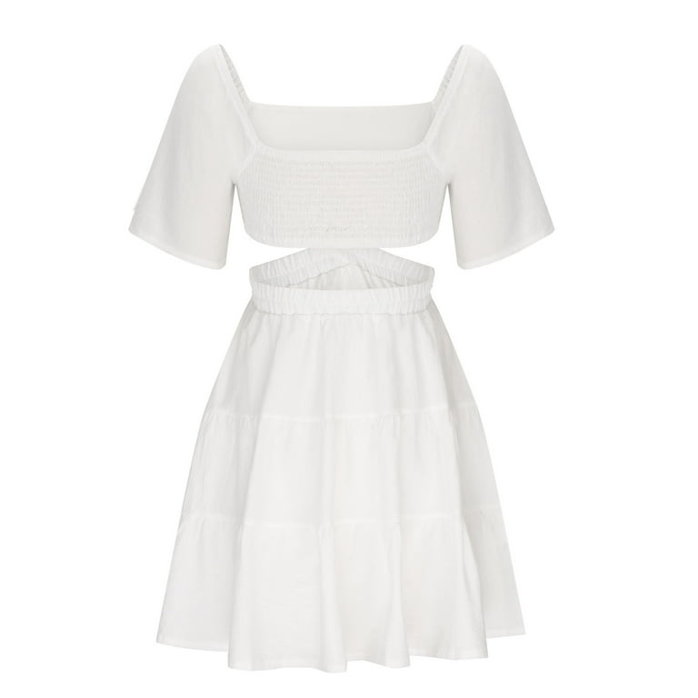 Summer Saving Wycnly Womens Dresses Short Sleeve Square Neck Solid Mini Summer Dress Empire Waist Cut-out Flowy Ruffle Swing Skater Dresses White Up to 65% off - Walmart.com Summer Saving Wycnly Womens Dresses Short Sleeve Square Neck Solid Mini Summer Dress Empire Waist Cut-out Flowy Ruffle Swing Skater Dresses White Up to 65% off - Walmart.com
