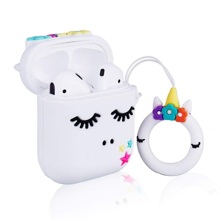 Jowhep Case for Airpod 2/1 Cartoon Design Cute Silicone Cover with Keychain Fashion Funny Shockproof Soft Protective Skin for Air Pods Girls Kids
