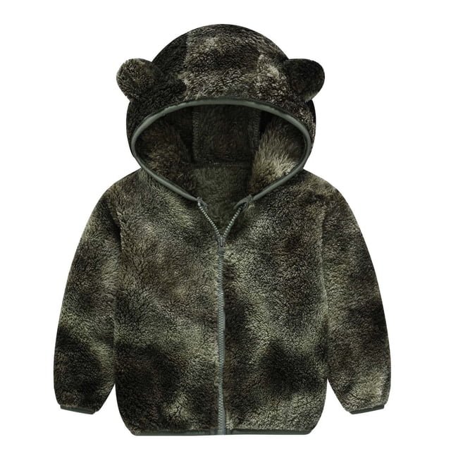 uublik Veste à Capuche pour Garçons, Hiver Chaud Printemps Automne, Douce et Légère, Vert Armée, Taille 6M-4T