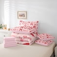 thumbnail image 6 of Homewish Kawaii Bow Tie 7-Piece Bedding Comforter Set,Summer Fruit Cherries King Bedding Sets,Pink Red Bed Sheets For Girls Kids,Breathable Home Decor Reversible, 6 of 8