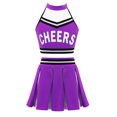 thumbnail image 1 of Jowowha Costume de Cheerleading pour Filles, Haut Court à Licou avec Jupe Plissée, Uniforme de Cheerleading Violet 8, 1 of 6
