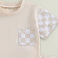 thumbnail image 4 of TOWED22 Toddler Boy Clothes Outfits 2 Pieces T-shirts and Shorts Summer Outfit Striped Shirt Short Set(Beige,0-6 M), 4 of 6
