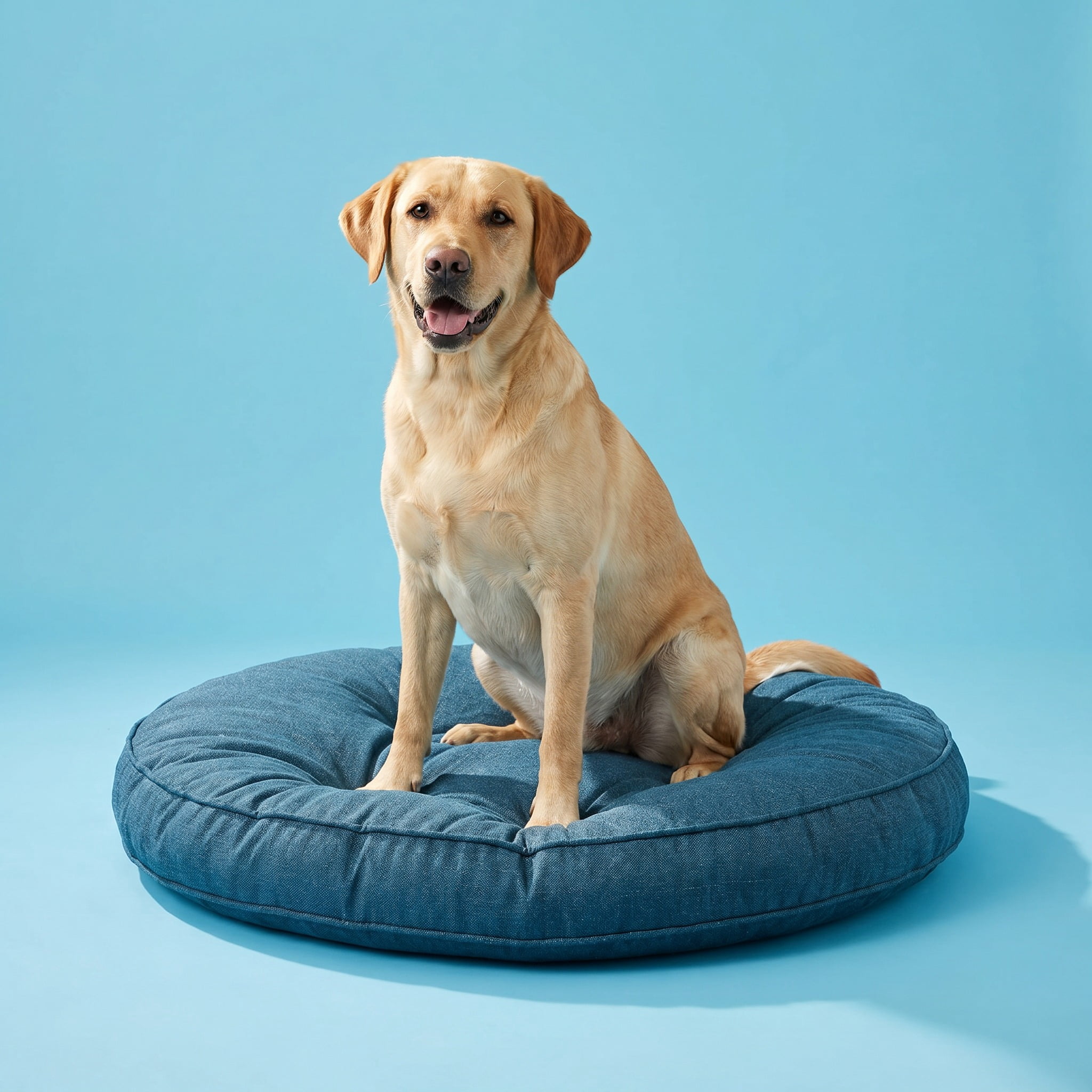 Vibrant Life Tufted Poof Round Pet Bed, Medium, Gray, Polyester