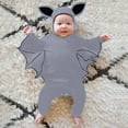 thumbnail image 2 of REDARER Halloween Baby Clothes - Baby Bat My 1st Halloween Outfit Baby Boy Girl Black Bat Long Sleeve Romper Jumpsuit with Hats, Halloween Decorations,Color:3-Grey Size:6-12 Months, 2 of 9
