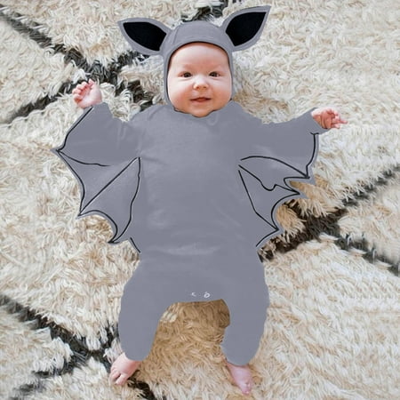 

Halloween Baby Clothes Size 18-24 Months Baby Bat My 1st Outfit Baby Boy Girl Black Bat Long Sleeve Romper Jumpsuit With Hats