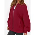 thumbnail image 5 of Women'S Fall Fashion Oversized Sweatshirt Jackets with Zipper Casual Long Sleeve Outerwear Winter Outfits Red S, 5 of 9