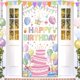thumbnail image 1 of Banner de cumpleaños de macarrones coloridos, pancarta de feliz cumpleaños para puerta, 1 of 8