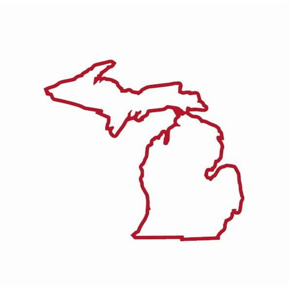 State Map Outline Michigan Vinyl Decal Sticker UV & Waterproof Bumper Window Laptop Automotive Water Bottle Gift accessories – RED 4.5"