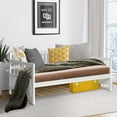 thumbnail image 2 of Giantex Twin Size Wooden Slats Daybed Frame, Sturdy Sofa Support Platform W/Rails and Full Wooden Slats Support, Home Furniture for Bedroom Living Room, White, 2 of 8