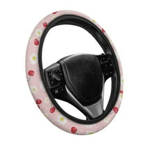 Yuyamidu Cherry Car Steering Wheel Cover for Women Girls Daisy Steering Wheel Protector for Car Sedan Winter Thick Auto Steering Wrap Accessories, Pink