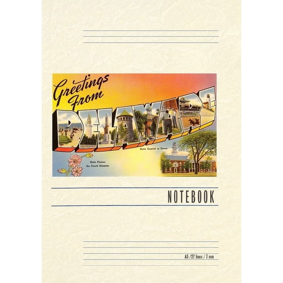Vintage Lined Notebook Greetings from Delaware (Paperback)