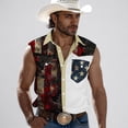 thumbnail image 2 of Dresfit Independence Day Tank Tops for Men Sleeveless Lapel Cowboy Shirts Summer 2026 4th Of July Shirt Muscle 1776 250 Anniversary Usa Tees White XL, 2 of 5