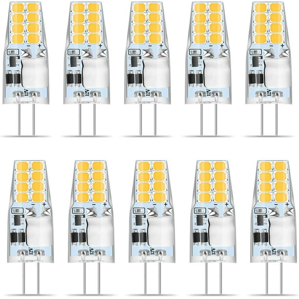 Bombilla LED G4, luz blanca cálida de 2700 K, ahorro de energía, no regulable, fuente de luz de 3 W y 3000 K, encendido instantáneo, sin parpadeo, ángulo de haz amplio de 360°, fácil instalación,