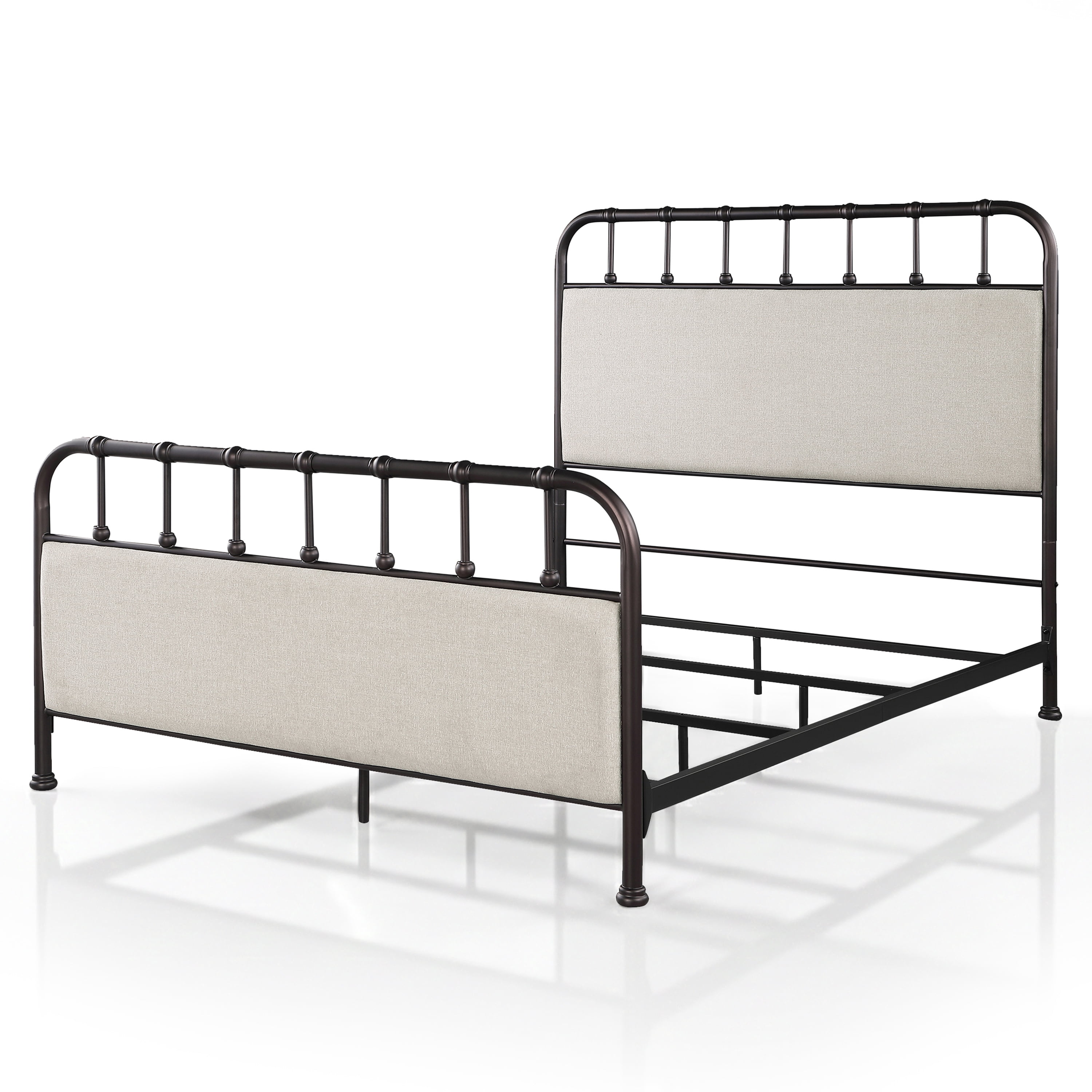 Furniture of America Florinda Metal Full Panel Bed with Upholstered Headboard, Dark Copper