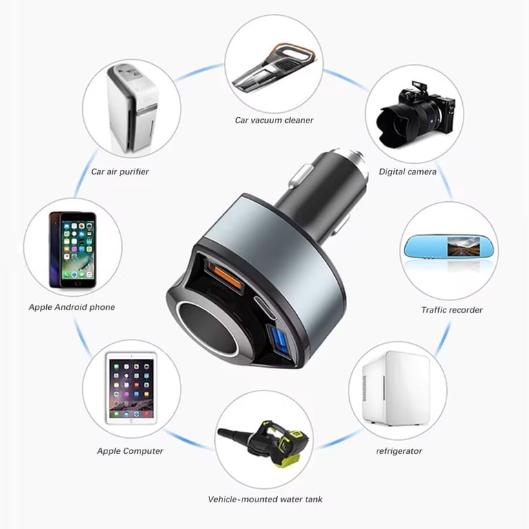 cigarette lighter computer charger 4 Way Car Socket Splitter USB Fast Power Adapter 12V The perfect personalised gift for men Cigarette Lighter Splitter Adapter, 4