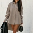 thumbnail image 4 of Scyoekwg Womens Long Sleeve Tops Fall Shirts Turndown Collar Shirts Autumn Tunic Tops Solid Color Casual Loose Fit Fashion 2025 Long Sleeves Blouses Lightweight Khaki L, 4 of 9
