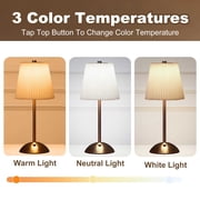 DAYBETTER Cordless Table Lamp 2 Pack, 3 Color Temperatures & Rechargeable, Table Lamp with Stepless Dimming for Bedroom, Living Room, Reading