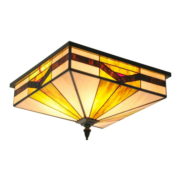 AFANQI 16 inch 4 light Tiffany style square chandelier for living room dining room bedroom study