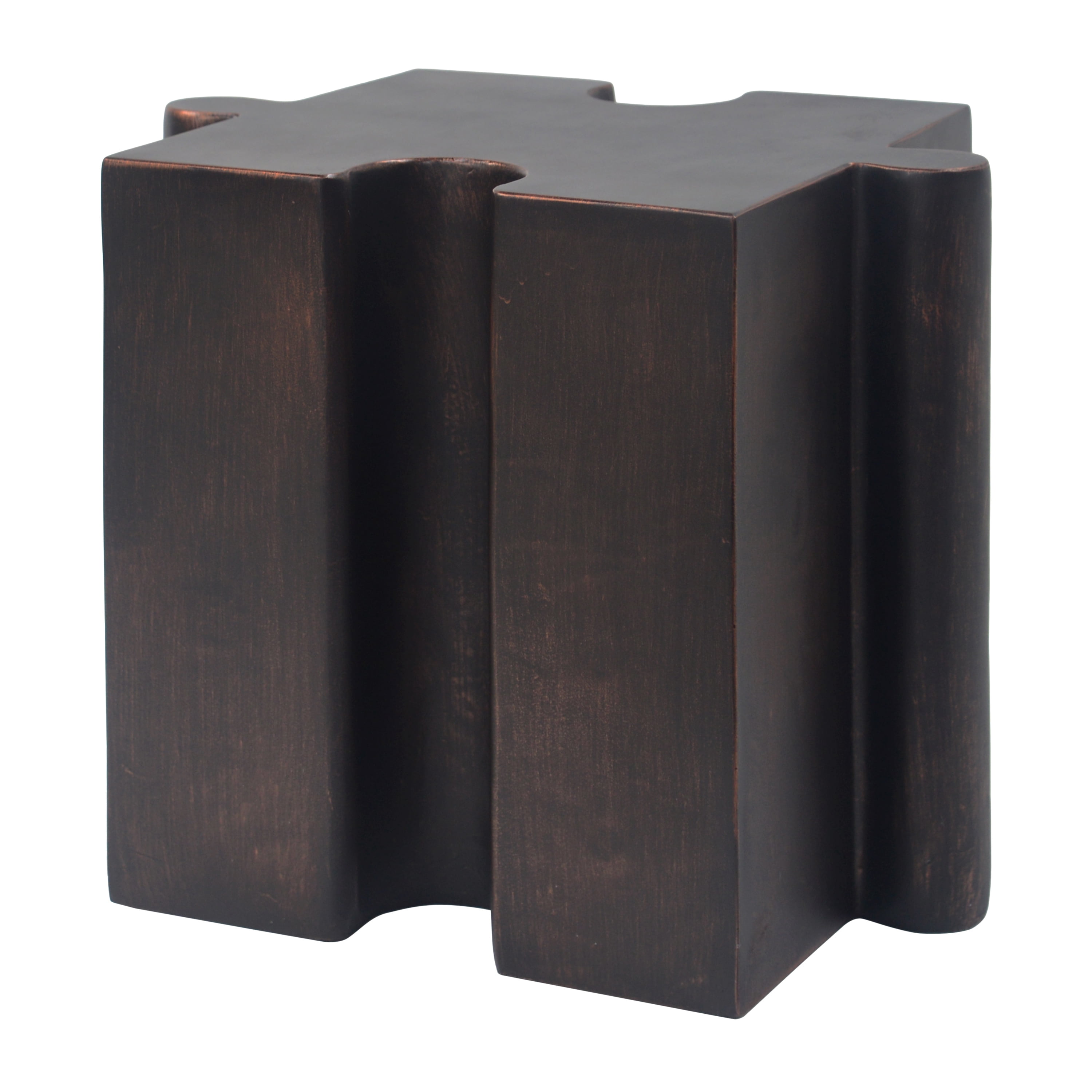 Puzzle Art Side Table, Outdoor Modular Concave Edge Table for Patio Garden Indoor Outdoor, Antique Copper