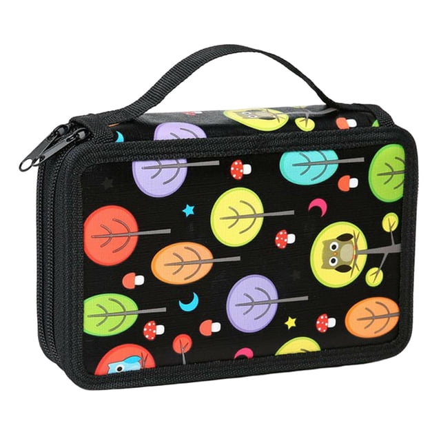 Estuche para lápices de colores con 72 ranuras, material escolar para lápices de acuarela Negro-1