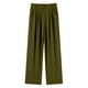 thumbnail image 4 of Pantalones anchos de color liso, cintura alta y corte drapeado, pantalones de traje informal, 4 of 4