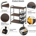 thumbnail image 5 of KnightCraft Rolling Microwave Cart with Storage, Kitchen Cart with 3 Shelves and 3 Drawers, Rustic Brown, 5 of 7