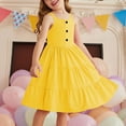 thumbnail image 6 of JUSLIO Girls Button Dress with Pockets Casual Sleeveless Dresses Size 6, 6 of 8