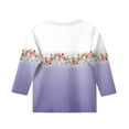 thumbnail image 4 of CCRFTGI Teen Girls Age 12 Tops Basic Crewneck Tween Girls Shirts Floral Graphic 3/4 Sleeve Shirt Spring Between Girls Clothes Light Purple 10-11 Years, 4 of 4