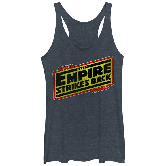 Women's Star Wars Episode V Logo Racerback Tank Top Navy Blue Heather Large