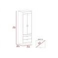 thumbnail image 5 of Xukmct 2 Doors Clothes Storage Cabinet with 2 Drawer and Hanging Rod, Wood Armoire for Living Room, Bedroom, Light Gray, 5 of 6