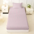 thumbnail image 4 of Castle Fairy Mid Century Thin Stripe Twin Sheets 3pcs,Retro Vertical Pattern Bedding,Pink Gray,1 Flat Sheet, 1 Fitted Sheet and 1 Pillowcase, 4 of 7