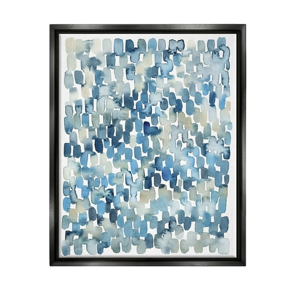 Stupell Industries Coastal Tile Abstract Soft Blue Beige Shapes Jet Black Framed Floating Canvas Wall Art, 16x20, by Grace Popp
