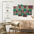 thumbnail image 4 of Elephant Stock Hexagon Geometric Pattern Wall Art - Horizontal Multi Panel Canvas - Living Room Wall Decor - Abstract Multi Panel - Gray And Purple Decor - 52" x 32", 4 of 4