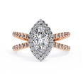 thumbnail image 2 of IGI Certified Lab Grown Diamond Engagement Ring | Center 10x5mm Marquise Cut Split Shank Halo Solitaire Wedding Anniversary Rings For Women 18k Rose Gold | F-G, VS-SI Quality (1.30 Ctw) Ring Size-5.5, 2 of 7