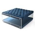 thumbnail image 4 of Inspired Home Anupi Velvet Ottoman Cocktail Coffee Table Tufted Acrylic Sides Modern, Navy, 4 of 6