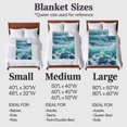 thumbnail image 4 of Abstract Ocean Waves Flannel Blanket for Bed,Travel and Camping, Modernism Blue Marine Super Soft Cozy Blanket for All Seasons 30"x40", 4 of 7