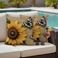 thumbnail image 4 of Sunflower Outdoor Waterproof Pillow Covers, Vintage Summer Floral Butterfly Rustic Decorative Square Throw Pillowcase Sofa Cushion Sham for Patio/Couch/Chair, 26"x26" 2 Pack, 4 of 8