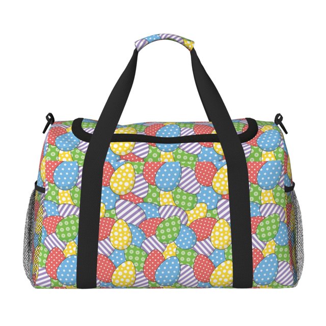 Balery Colorful Easter eggs Bolsa de Gimnasio para Mujeres, Bolsa de Viaje con Bolsillo Húmedo, Bolsa de Fin de Semana para Mujeres, Bolsa de Viaje Resistente al Agua