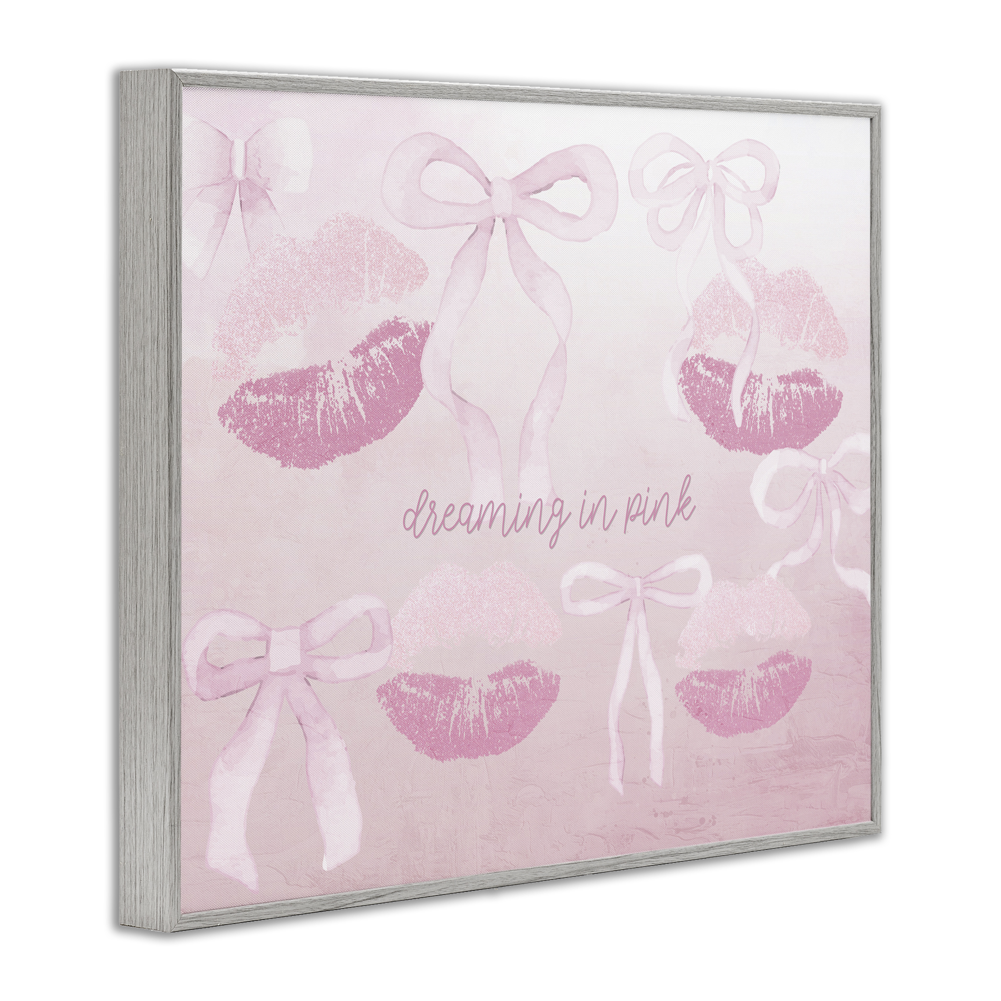 Dreaming In Pink Gray Framed Giclee Art, design by Kim Allen