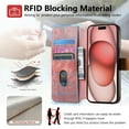 thumbnail image 4 of for iPhone 14 Wallet Case with Card Slots & Cash Slot【RFID Blocking】, With Wrist Kickstand,Flip Folio Book PU Leather  Shockproof Anti-fall Rugged Phone case Cover For Women Men,Pink, 4 of 13