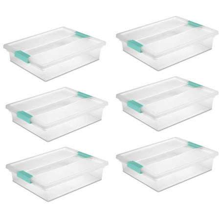 Sterilite Large File Clip Box Clear Storage Containers w/ Lid (6 Pack) (Best Cloud Storage For Raw Files)