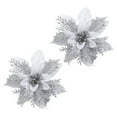 thumbnail image 2 of kiskick Bright Color Artificial Christmas Flower Set - Increase Atmosphere Decorative, Christmas Decoration 3 Dimension Contrast Color Glitter Simulation Flower for Christmas (2 Pcs/Set), 2 of 7