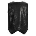 thumbnail image 2 of YiZYiF Boys Sparkle Sequins Hip Hop Jazz Dance Vest Top Shiny V Neck Button Down Waistcoat Performance Costume Black 8, 2 of 5