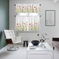 thumbnail image 5 of Spring Flower Kitchen Curtains Valances and Tiers Set of 3 Country Watercolor Yellow Pink Floral Green Leaf Plant Tier Curtains and Valance with Rod Pocket for Small Windows, 27.5"x24", 5 of 9