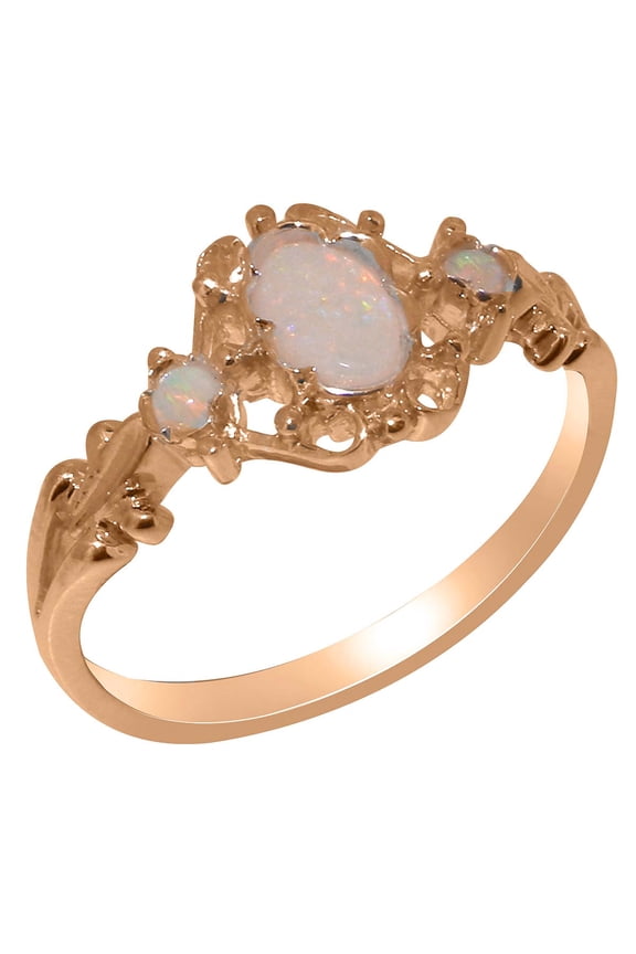 LBG British Made 10k Rose Gold Natural Opal Womens Anniversary Ring - 33 size options - Size 10