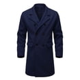 thumbnail image 2 of Maqroz Mens Long Double Breasted Trench Coat Notch Lapel Collar Winter Warm Overcoat Casual Business Formal Outerwear Heavyweight Classic Long Jacket, (Navy,XXL), 2 of 8