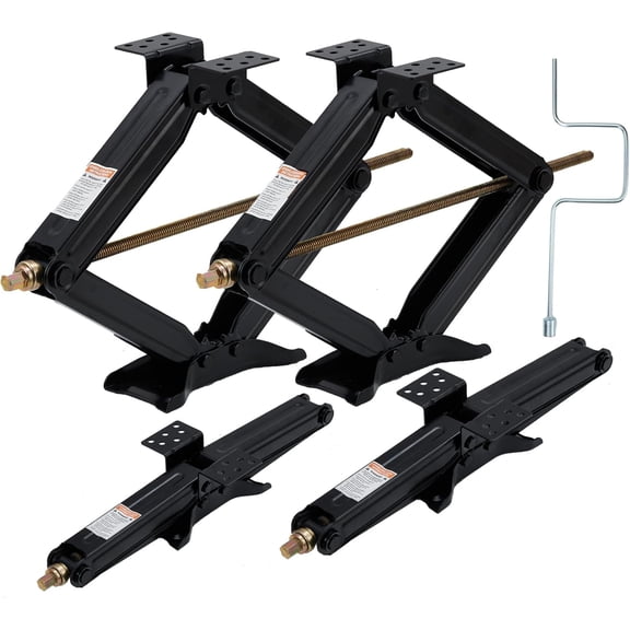 4-Pack 7500 LBS Heavy Duty RV Stabilizer Jacks, 24" Adjustable Camper Trailer Scissor Jacks with Crank Handle, 4"-24" Lift Height, Powder-Coated Steel for Travel Trailer, RV, Camper