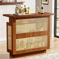 thumbnail image 4 of Farmhouse Home Bar Unit, 4-Tier Rattan Bar Table with 4 Stemware Racks, 4 of 5